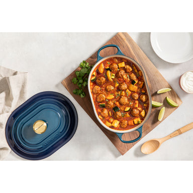 Le Creuset Oblong Casserole with Meatball and Squash