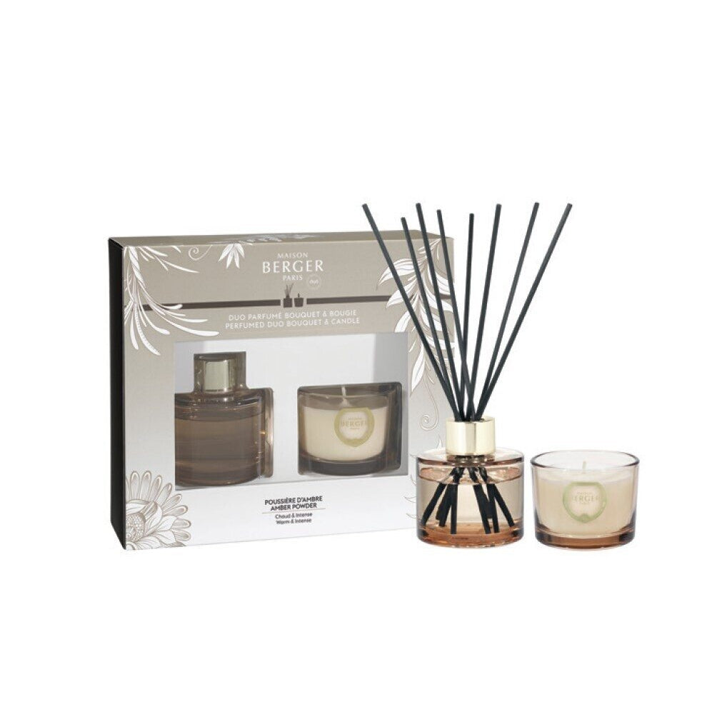Maison Berger - Perfumed Duo Bouquet & Candle Amber Powder- 107487 - DISCONTINUED