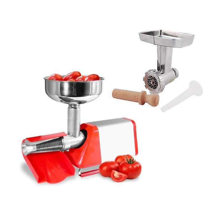 OMRA Spremy 1/3HP Tomato Machine for Making Homemade Tomato Sauce and Meat Grinder Combo - Latest Version, Made in Italy