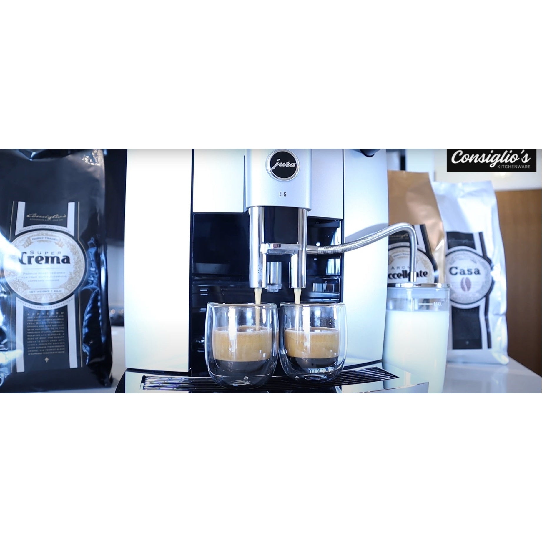 Jura New E6 Platinum Making Espresso