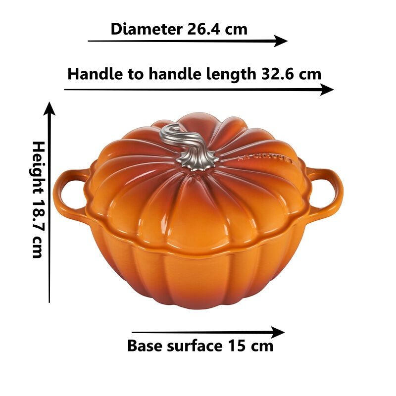 Le Creuset - 3.7L Pumpkin Cocotte Persimmon (26 cm) Dimensions