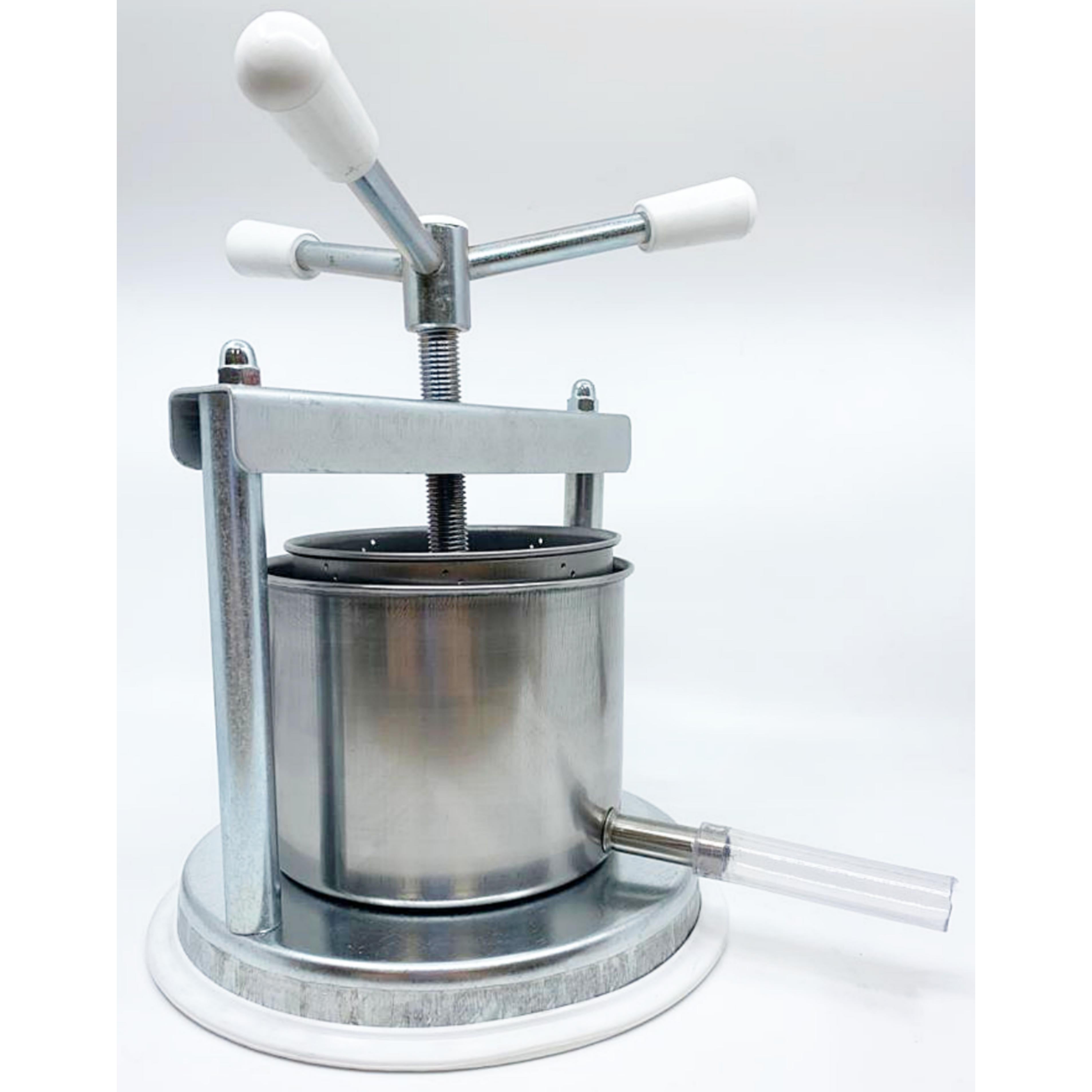 Small Professional Galvanized Vegetable / Fruit Press 5" - 2 Litre Torchietto Made in Italy for Pressing Fruits, Vegetables, Berries and Tinctures Side View