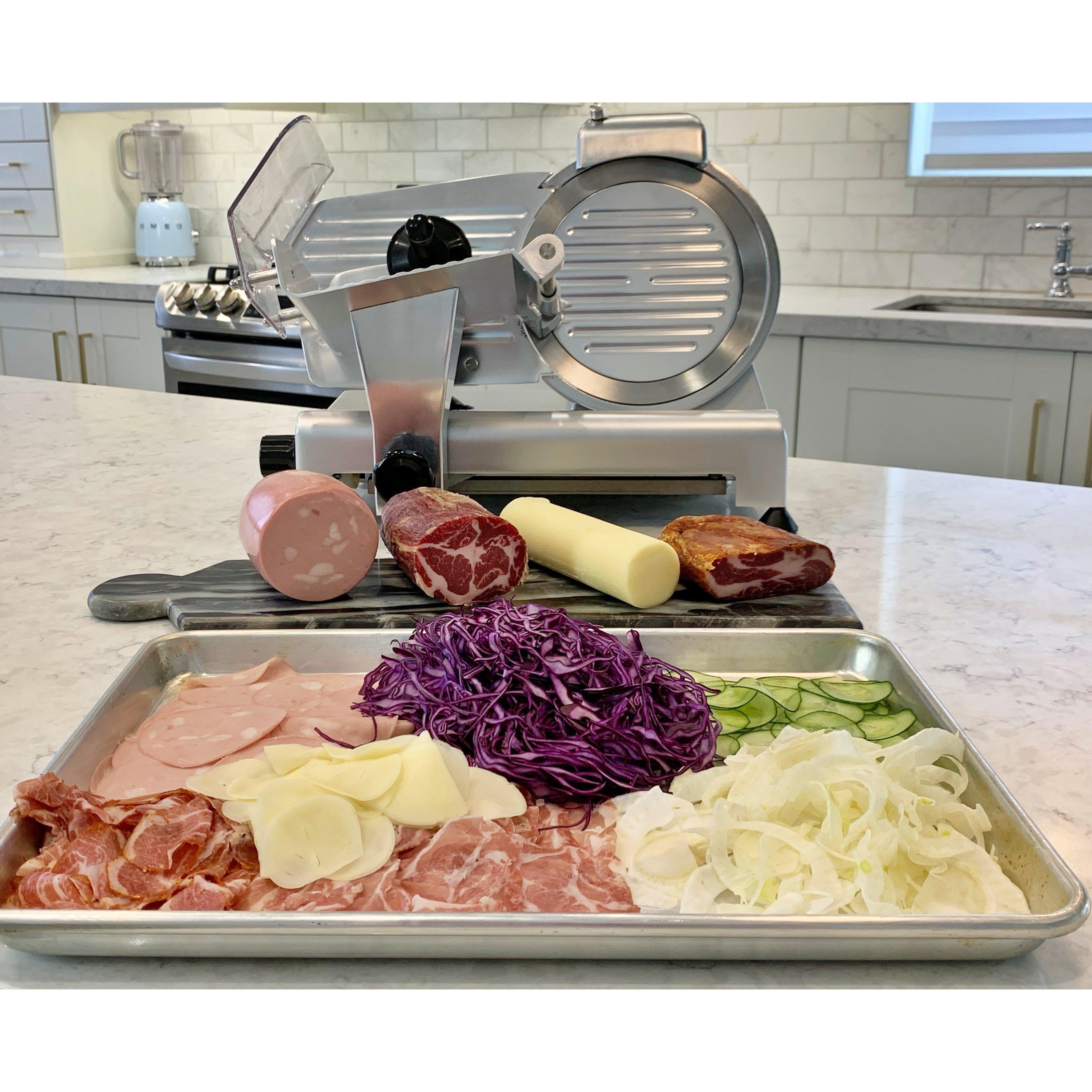 250ES - 10" Blade / .25HP Professional Semi Automatic Meat Slicer Sliced Meat and Vegetables Canada