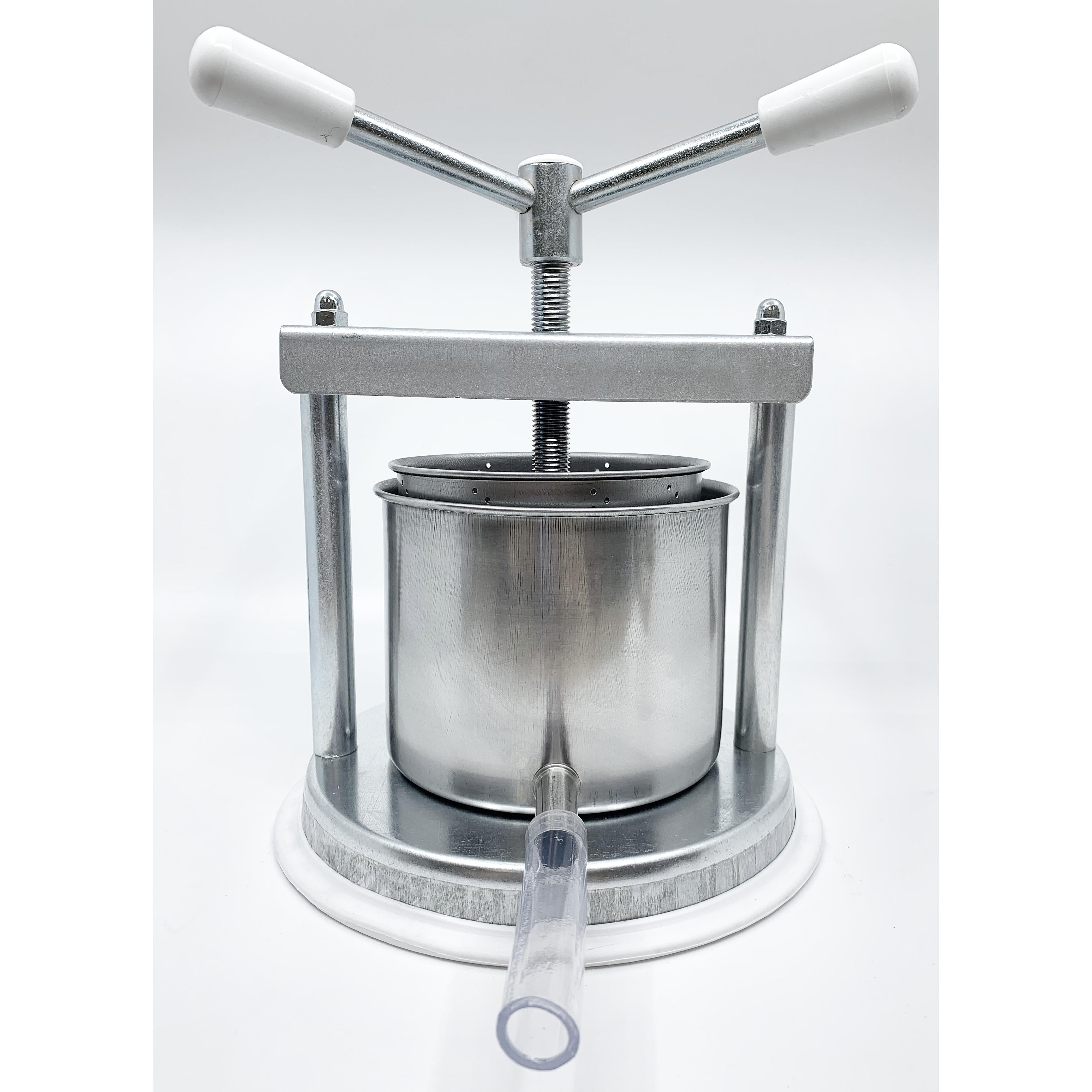 Small Professional Galvanized Vegetable / Fruit Press 5" - 2 Litre Torchietto Made in Italy for Pressing Fruits, Vegetables, Berries and Tinctures With Spout