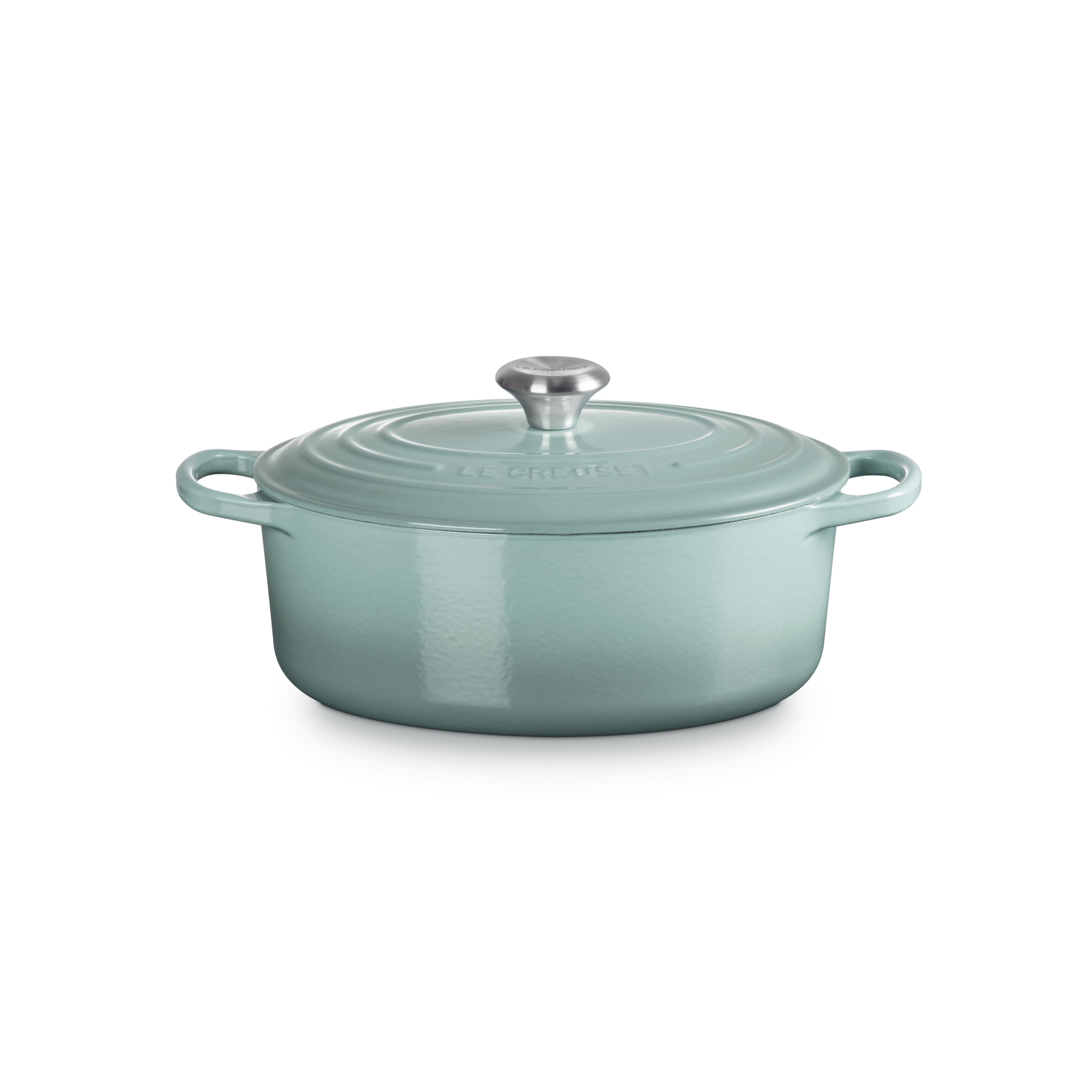 Le Creuset 4.7L Sea Salt Oval French/Dutch Oven (29 cm) side angle