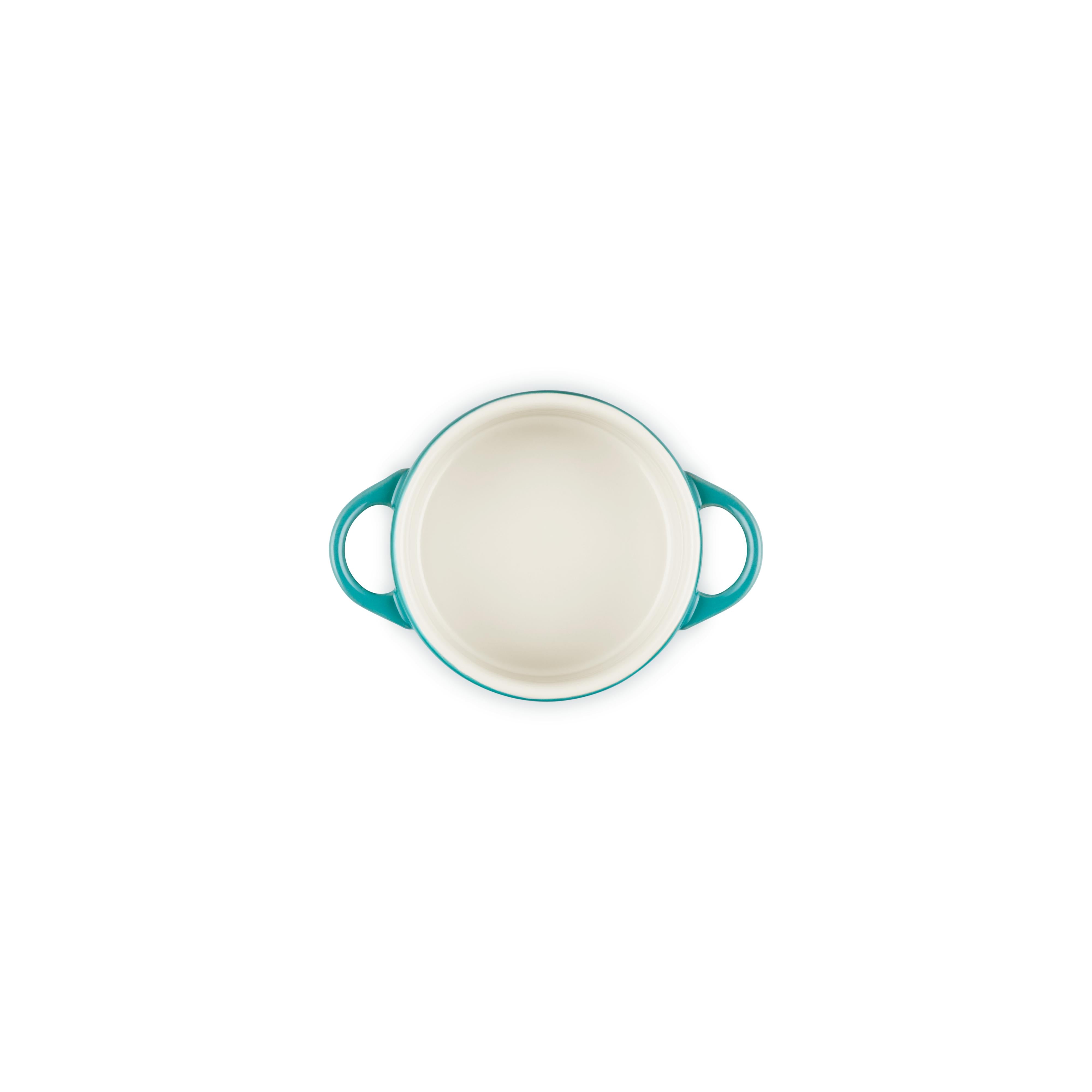 Le Creuset Mini Round Cocotte Stoneware Bleu Riviera 10 cm inside