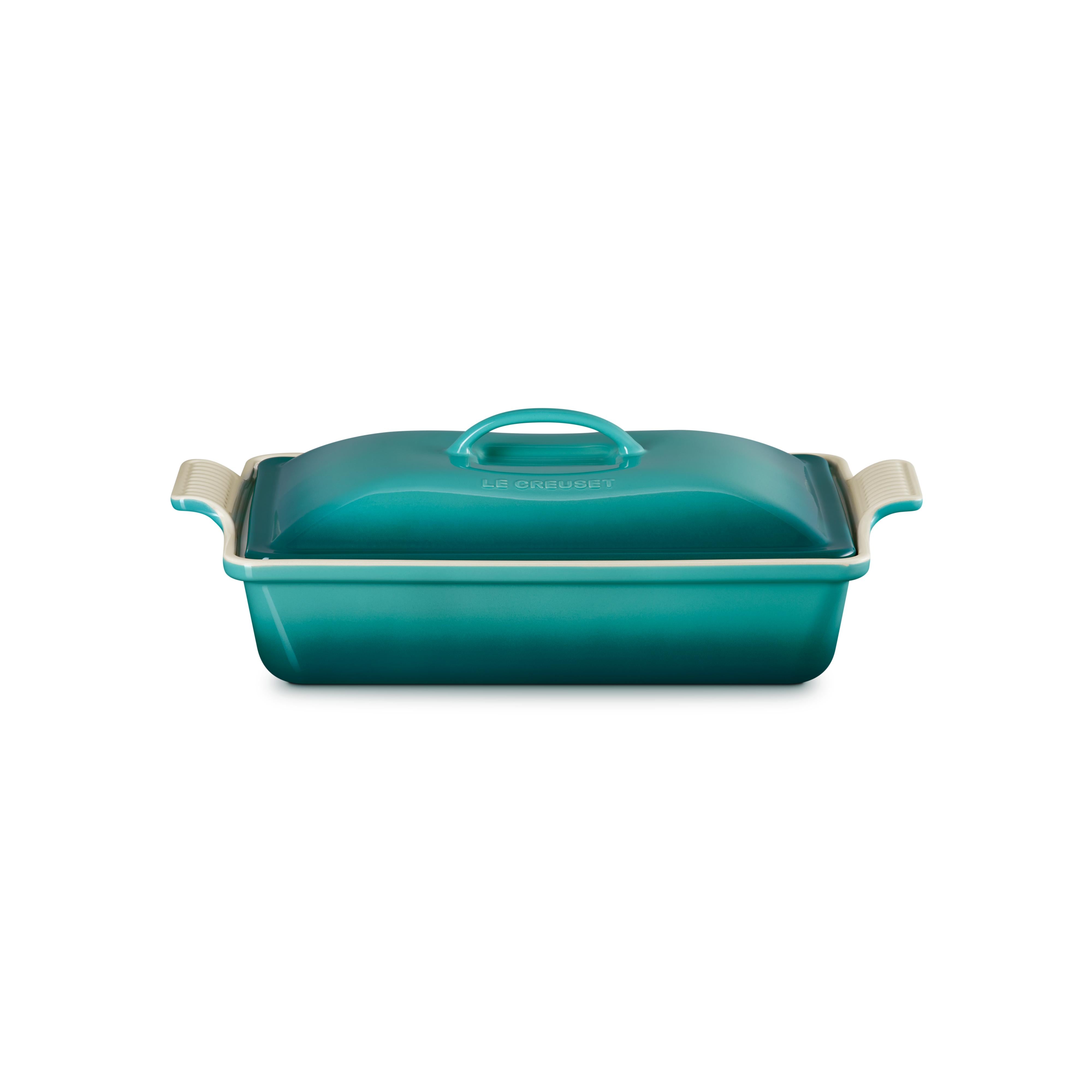 Le Creuset 3.8L Stoneware Bleu Riviera Rectangular Roaster with Lid