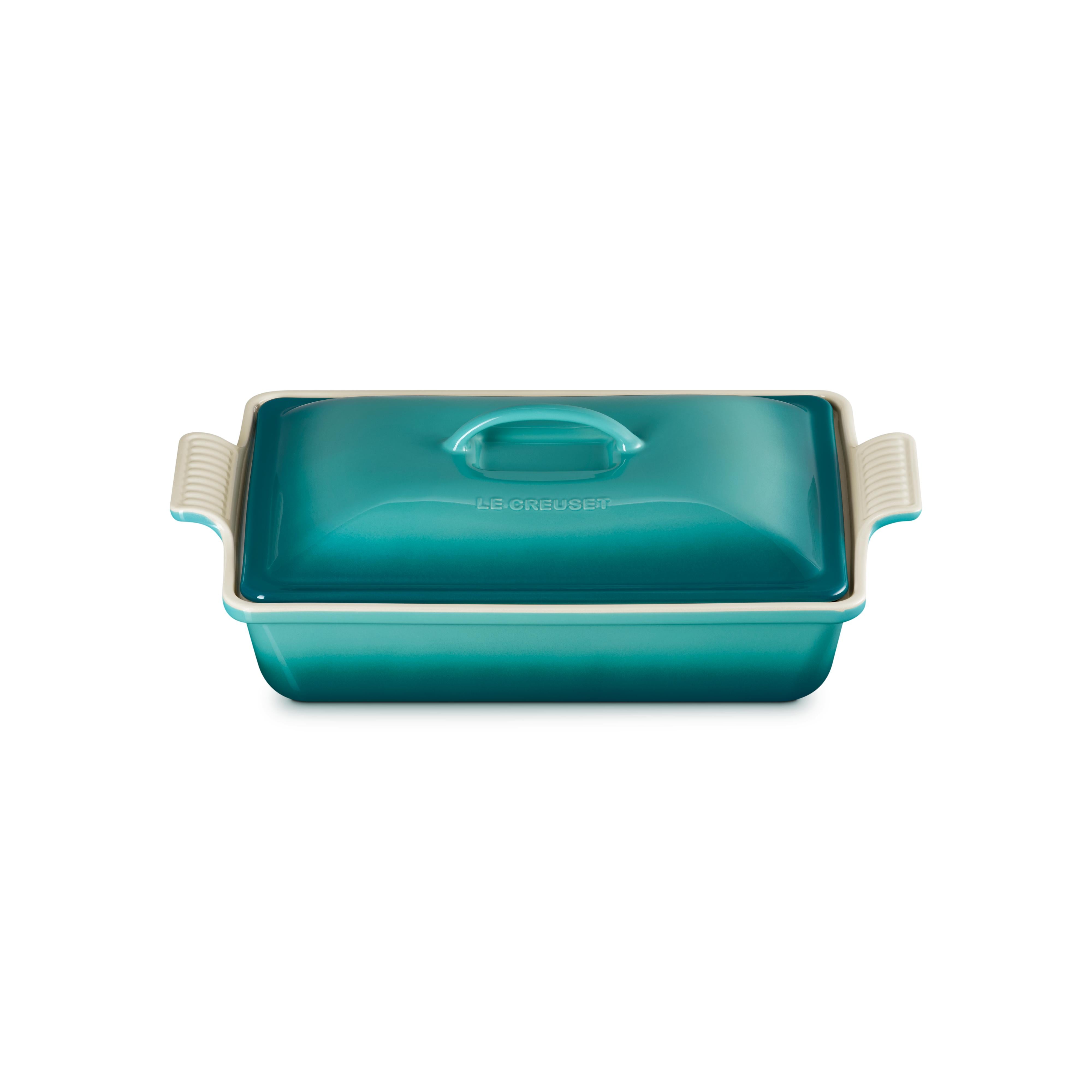 Le Creuset 3.8L Stoneware Bleu Riviera Rectangular Roaster with Lid