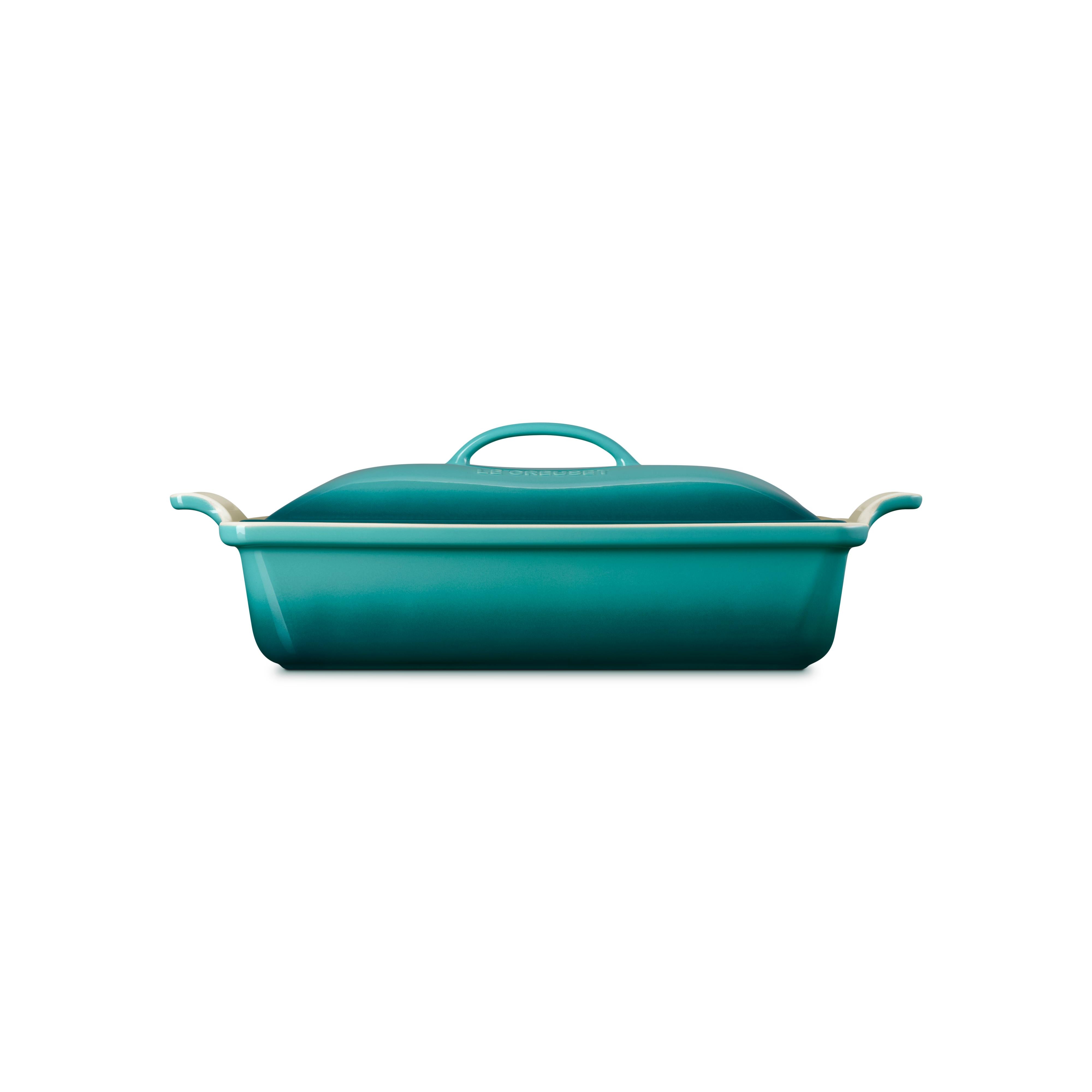 Le Creuset 3.8L Stoneware Bleu Riviera Rectangular Roaster with Lid