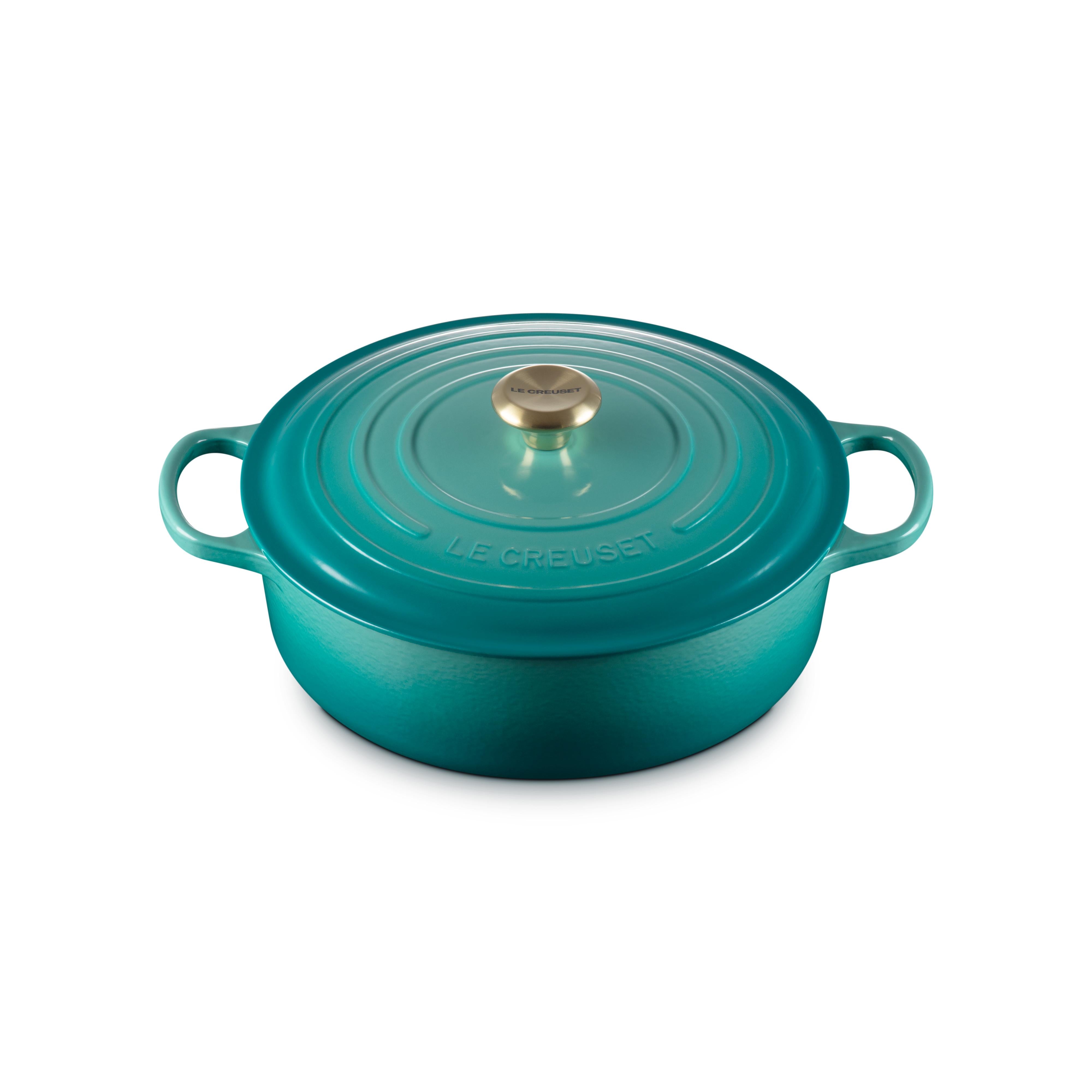 Le Creuset - 6.2L Bleu Riviera Shallow Risotto French/Dutch Oven (30CM) Lid