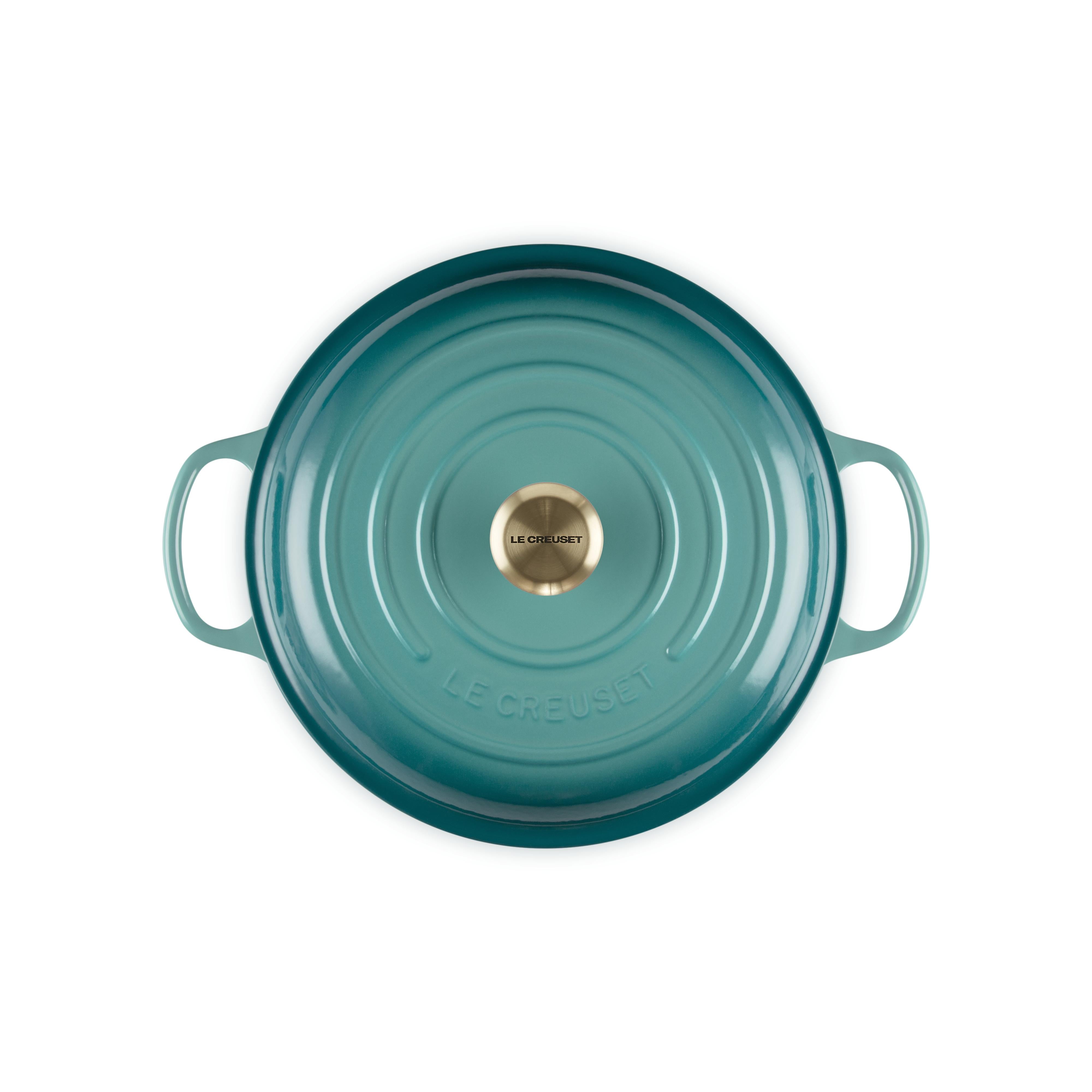 Le Creuset 3.5L Bleu Riviera Shallow Braiser (30 cm) Top with Lid