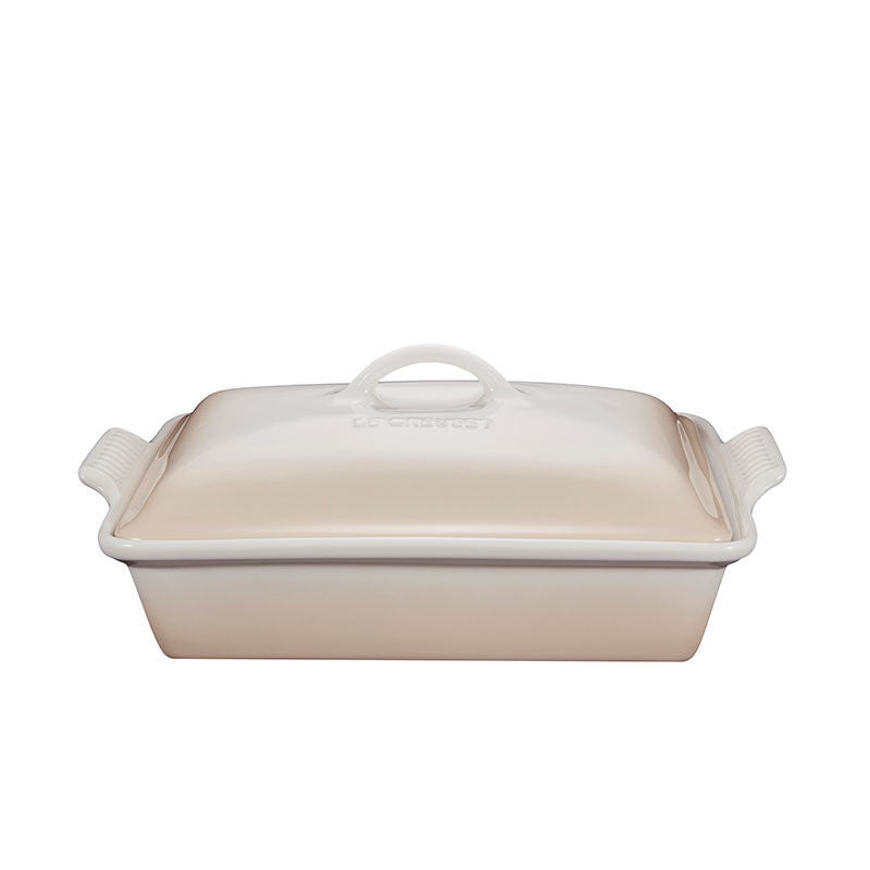 Le Creuset 3.8L Stoneware Meringue Rectangular Roaster with Lid
