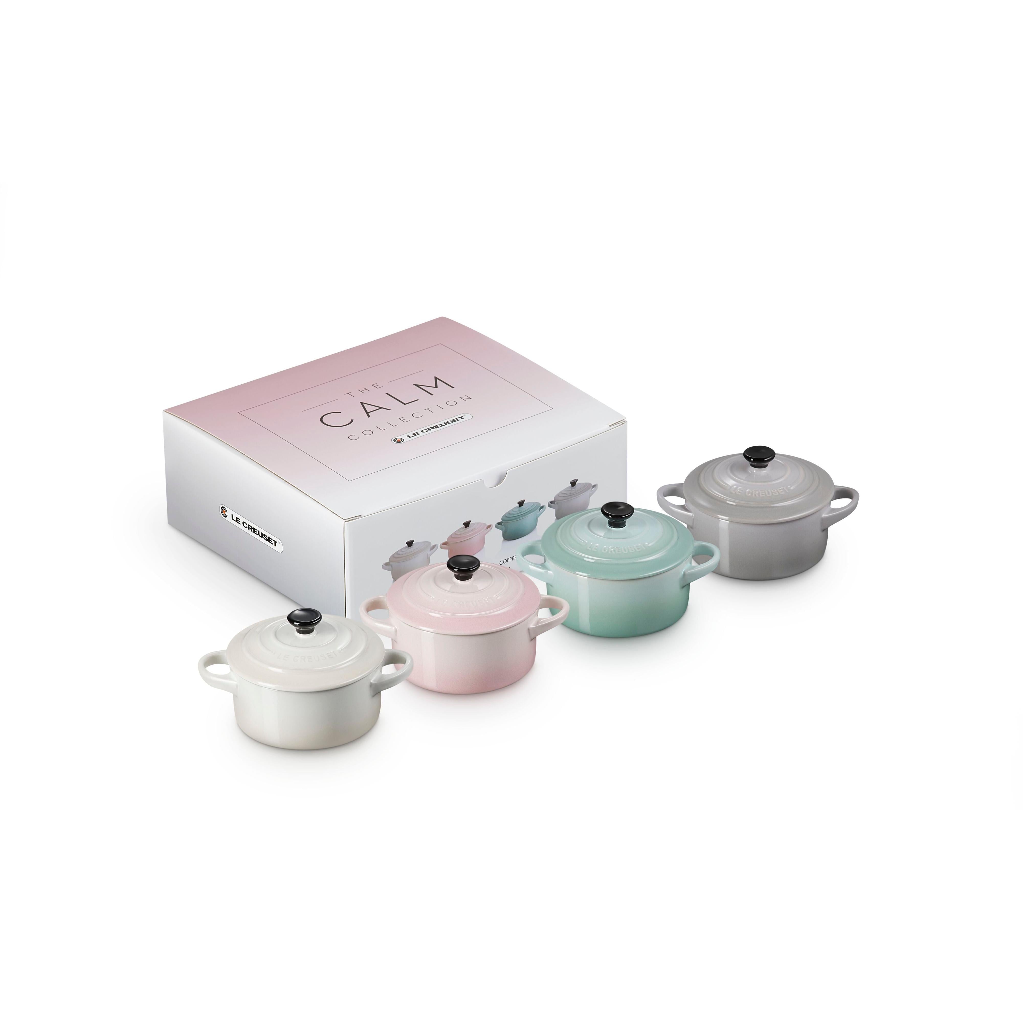 Le Creuset Calm Collection Multicolour 4 Pieces 0.25L Mini Round Cocottes with Box
