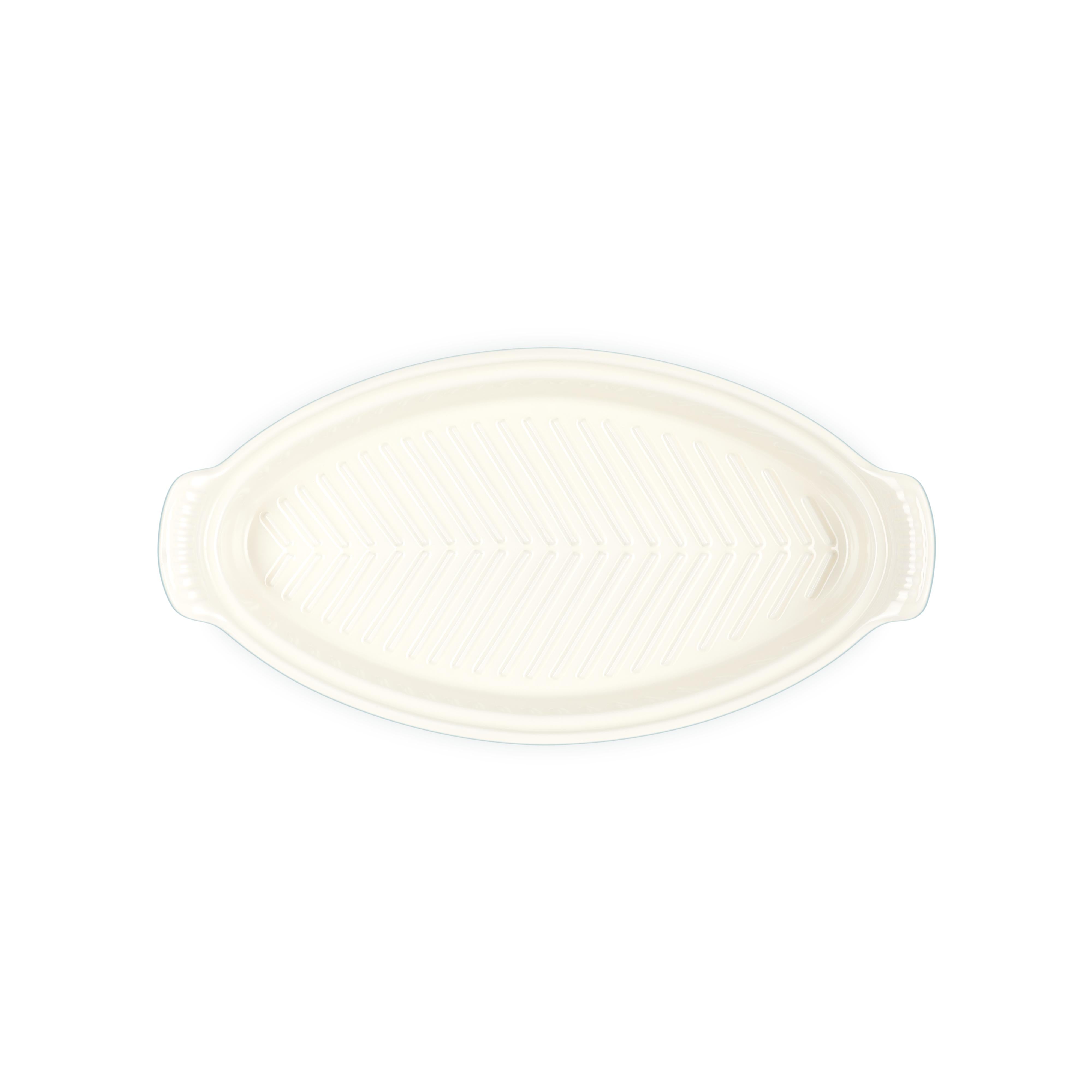 Le Creuset Sea Salt Heritage Oval 1.6L Fish Baker 34 cm Interior 