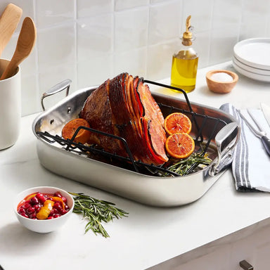 All Clad Large Stainless Steel Roaster with Rack 13" x 16" Ham