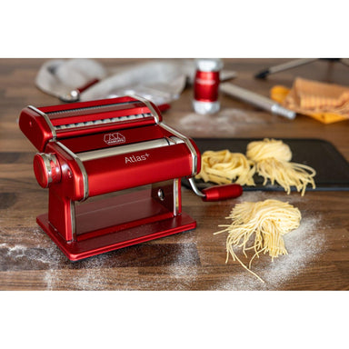 Marcato Atlas+ Red Pasta Maker 150mm /6" Made in Italy - Includes Lasagna, Fettuccine, Tagliolini/Spaghetti Pasta