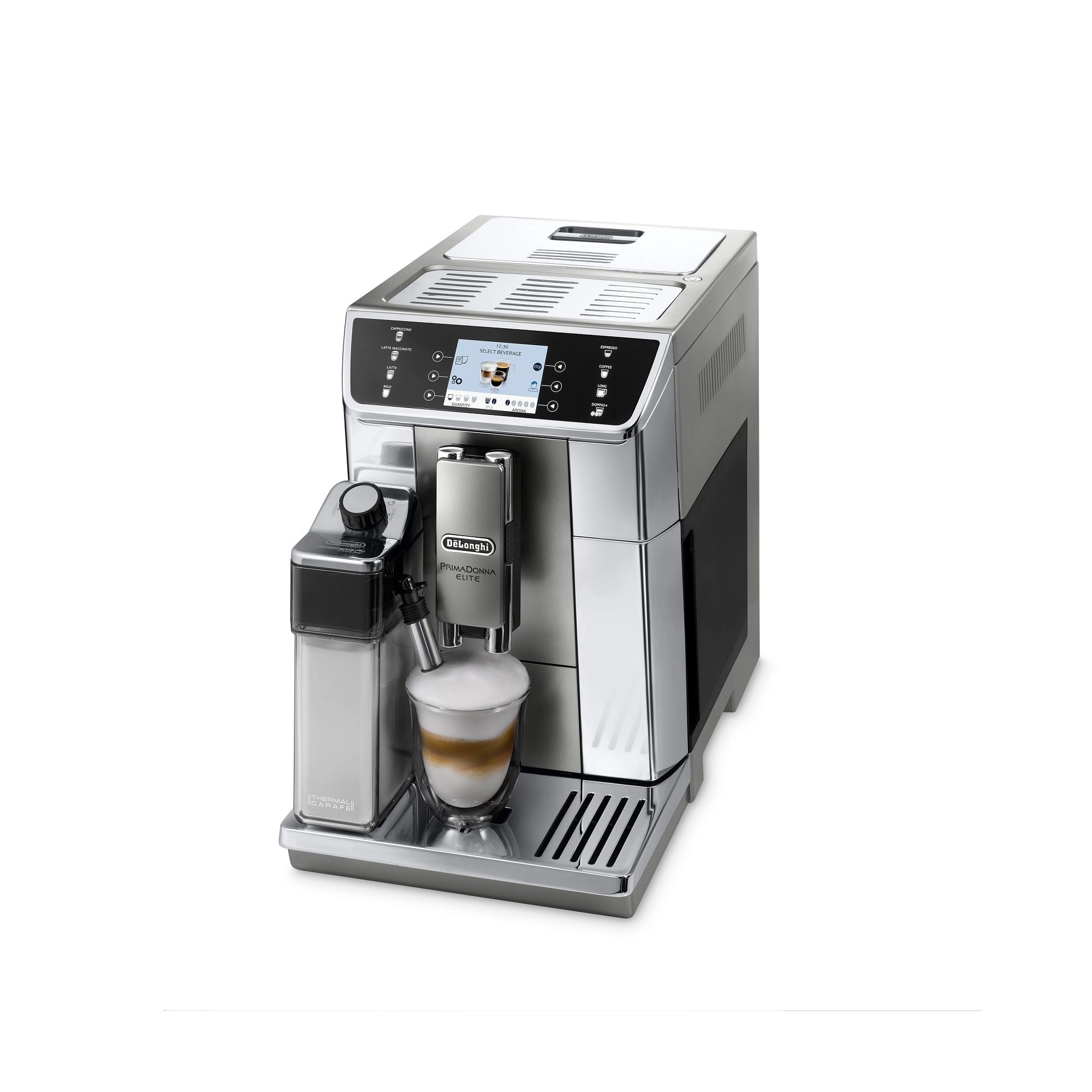 DeLonghi Prima Donna Elite Super Automatic Espresso Machine - ECAM65055MS Side