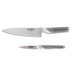 Global Cromova 18 Stainless Steel 2 Piece Kitchen Knife Set 3" Peeler and 7" Chef's Knife