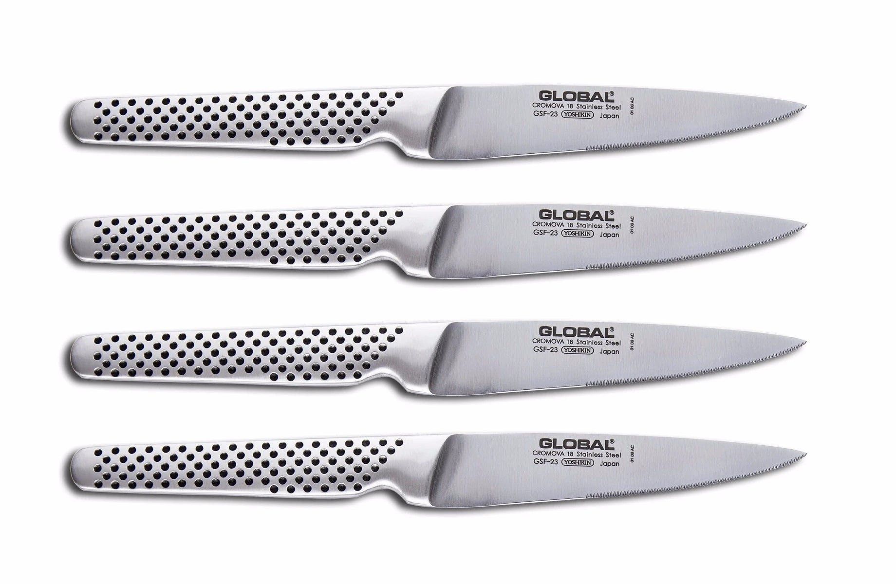 Global Cromova 18 Stainless Steel 4 Piece Classic Steak Knife Set GSF-4023