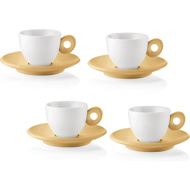 Guzzini Everyday Set of 4 Espresso Cups Bright Yellow Mustard - Made in Italy