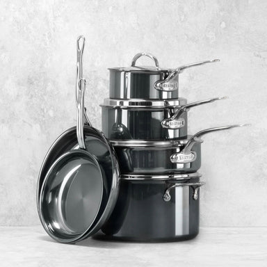 Hestan NanoBond 10-Piece Titanium Ultimate Cookware Set - Made in Italy Stacked