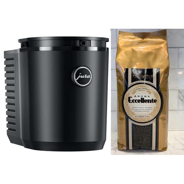 Jura Wifi/Bluetooth Compatible Cool Control 1L Black #24263 and Aroma 1 KG Eccellente Premium Fresh Roast Espresso Beans
