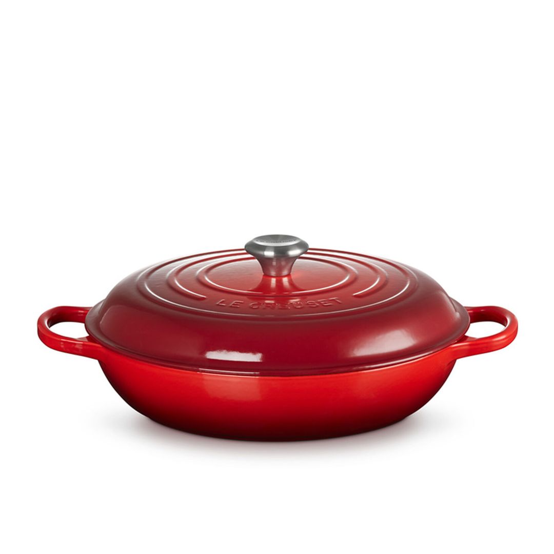 Le Creuset 4.7L Cherry Red / Cerise Shallow Braiser (32 cm) side