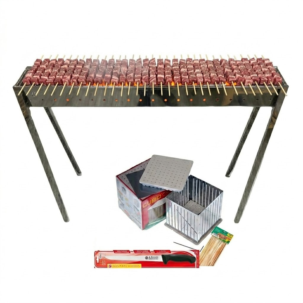 Italian Lisa Arrosticini Grill Combo Set with Cubo Arrosticini Maker