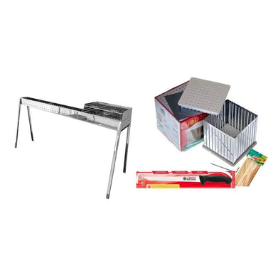 Lisa Made in Italy XL Milano Arrosticini / Speducci BBQ & Grill (80+40cm) Ultimate Kit - Including the Grill, Knife, Cubo Maker and 100 Skewers