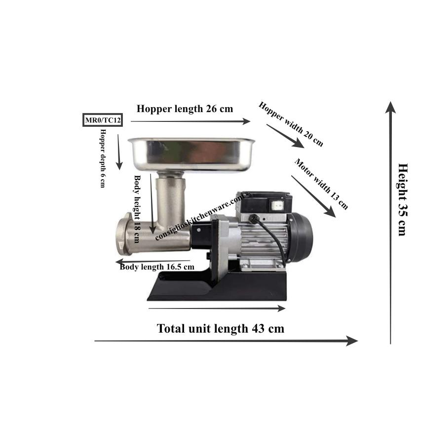 Fabio Leonardi MR0 .5HP #12 Meat Grinder Dimensions Canada TC12 Meat Grinder