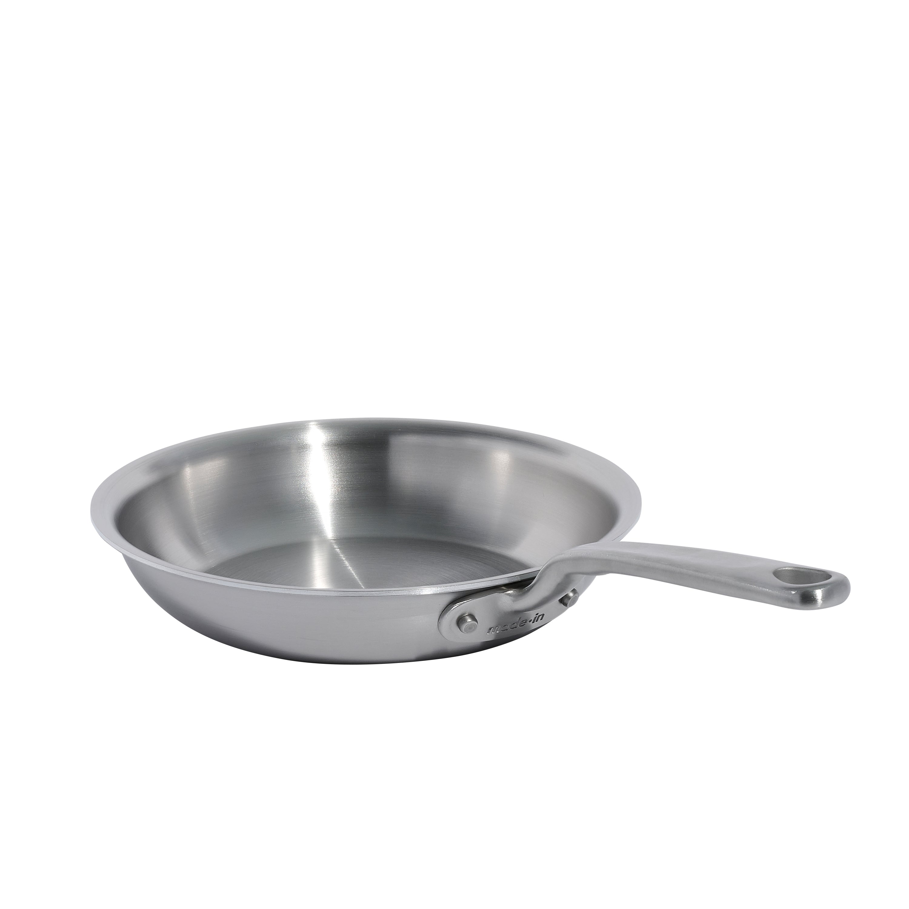 Made In Stainless Steel Clad Frying Pan 8" - Made in Italy Angle