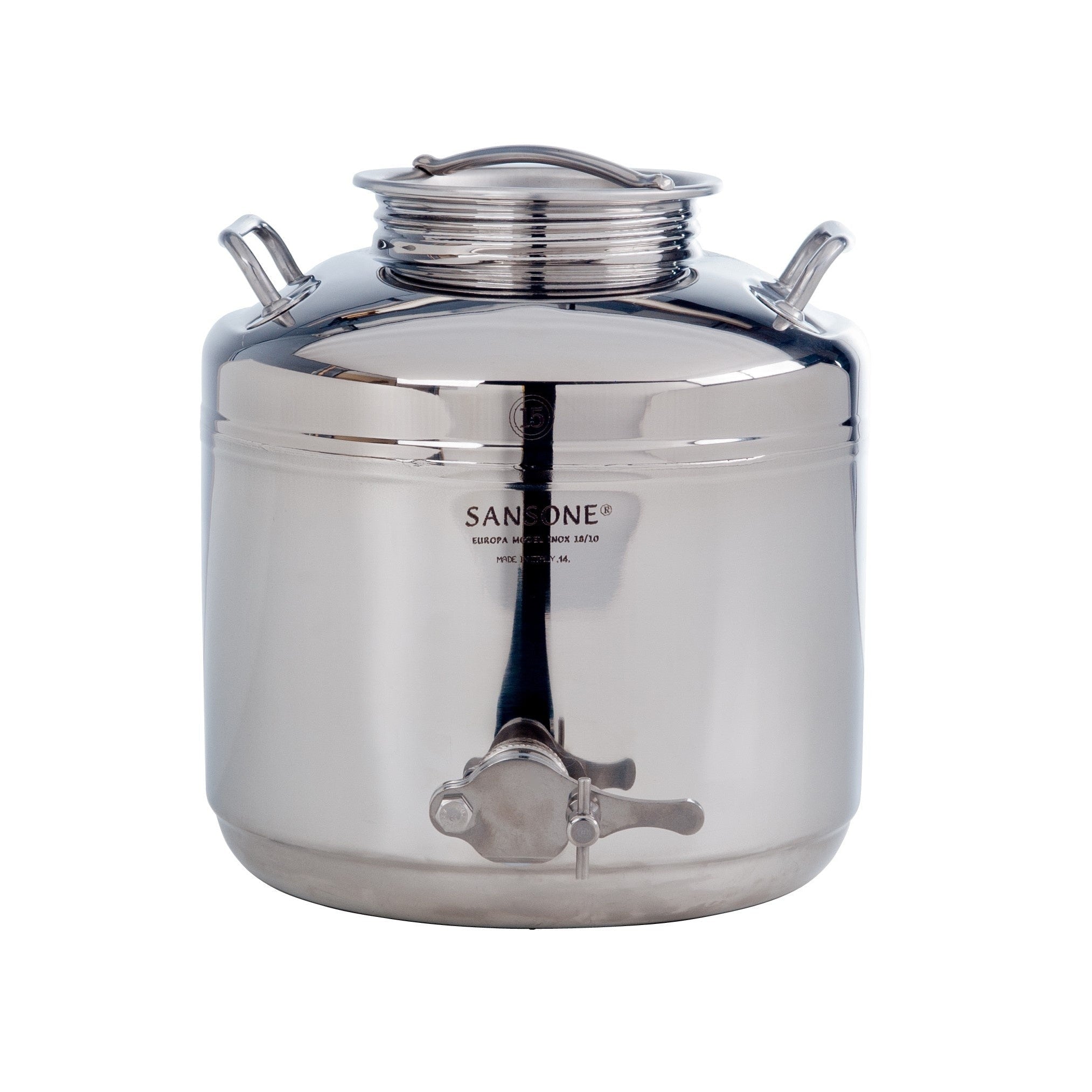 Sansone 15L/3.96 gal Honey Dispenser 18/10 Stainless Steel Canister - NSF Certified with Steel Spigot – Made in Italy