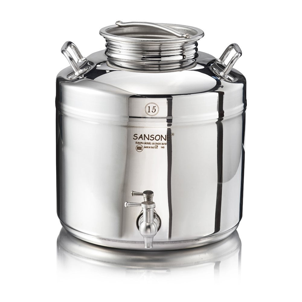 Sansone Europa Water Dispenser 15L/3.96 gal 18/10 Stainless Steel Canister – NSF Certified – Made in Italy