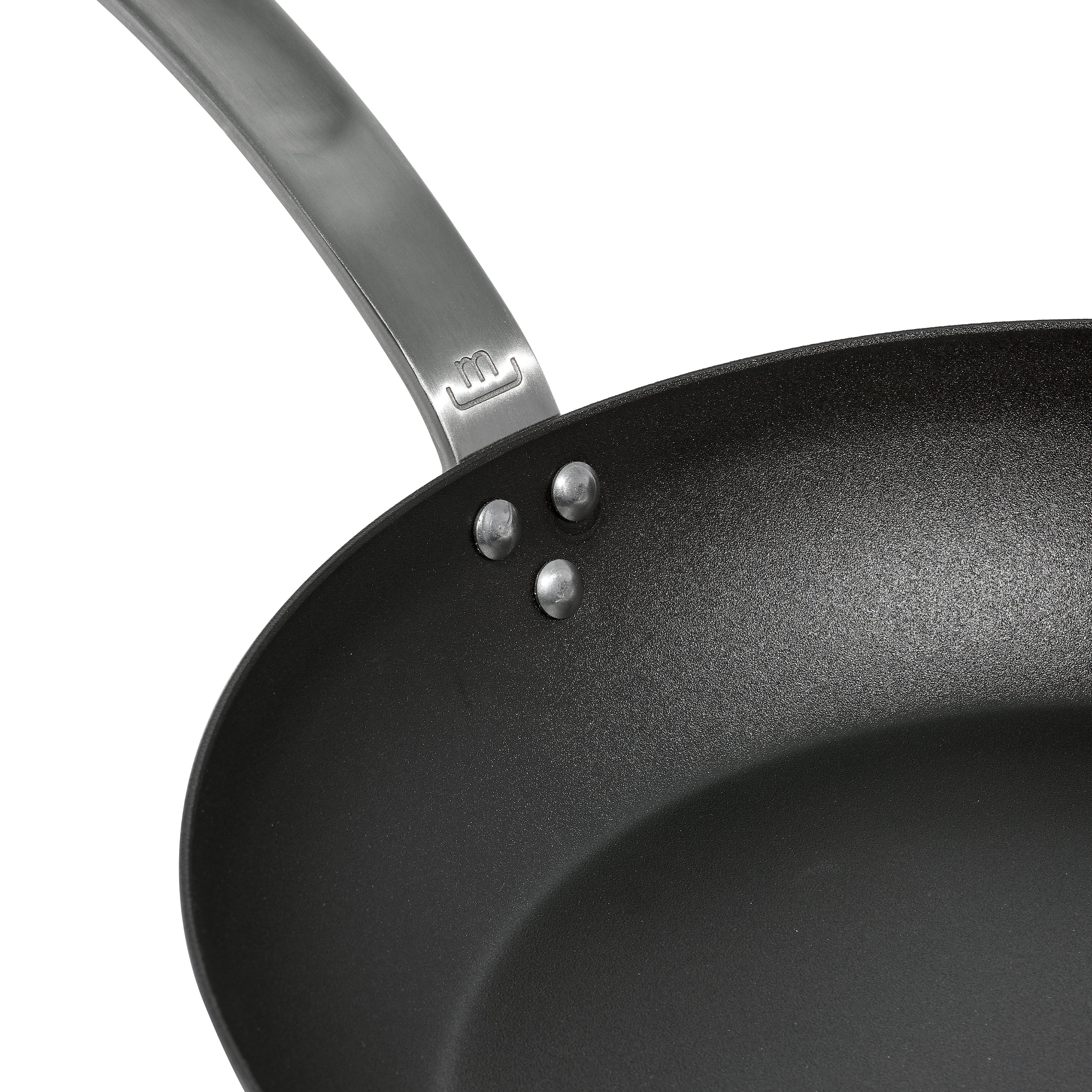 Seasoned Carbon Steel Frying Pan 12" Preseasoned  - Made in Sweden Rivets