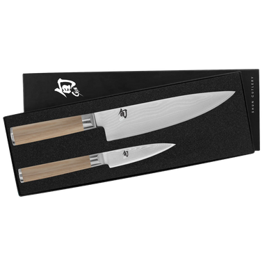Shun Cutlery Classic Blonde 2-Piece Starter Set Model 8" Chef’s Knife and 3.5" Paring Knife DMS0220W- Made in Japan