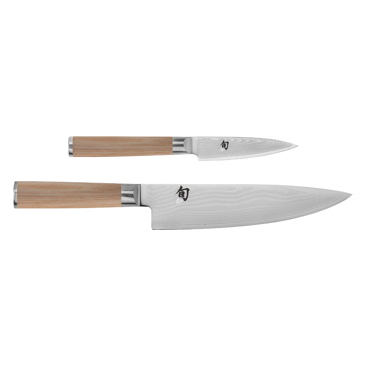 Shun Cutlery Classic Blonde 2-Piece Starter Set Model 8" Chef’s Knife and 3.5" Paring Knife DMS0220W- Made in Japan Blonde Handles 