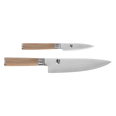 Shun Cutlery Classic Blonde 2-Piece Starter Set Model 8" Chef’s Knife and 3.5" Paring Knife DMS0220W- Made in Japan Blonde Handles 