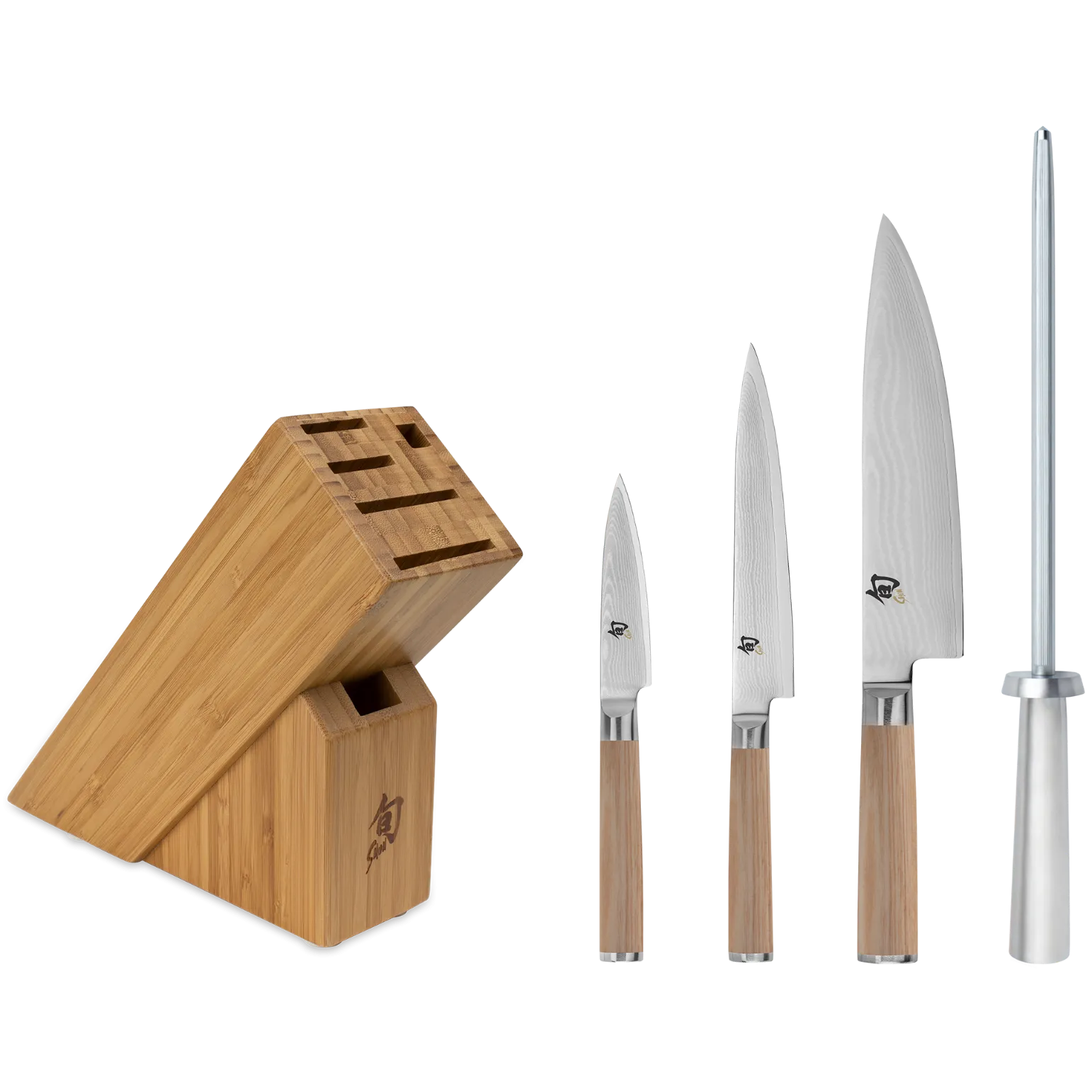 Shun Cutlery Classic Blonde 5-Piece Starter Block Set DMS0540W- Made in Japan