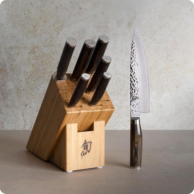 Shun Cutlery Premier 8-Piece Starter Block Set TDMS0808 - Made in Japan Blade