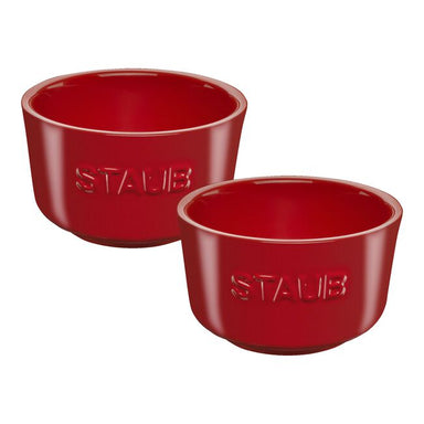 Staub Ramekins Ceramic Cherry Red Set of 2 - Made in Portugal