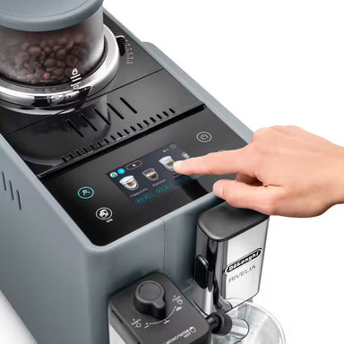 DeLonghi Rivelia Pebble Gret EXAM44055G Fully Automatic Espresso Machine Top