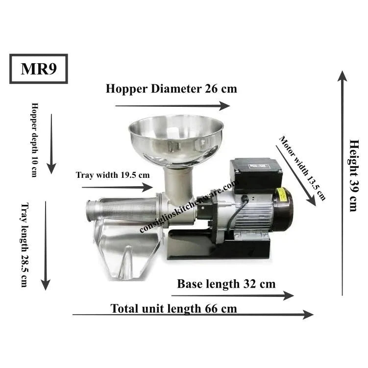 Fabio Leonardi MR9 1HP SP5 Tomato Machine Dimensions