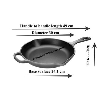 Le Creuset - 30cm Teal Round Skillet (12") - LS2024-307D Dimensions 