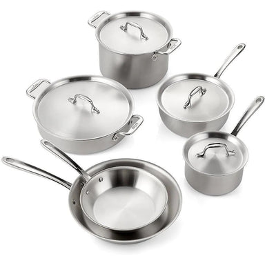 All-Clad D3 Stainless Steel 10 Piece Set Brushed Top