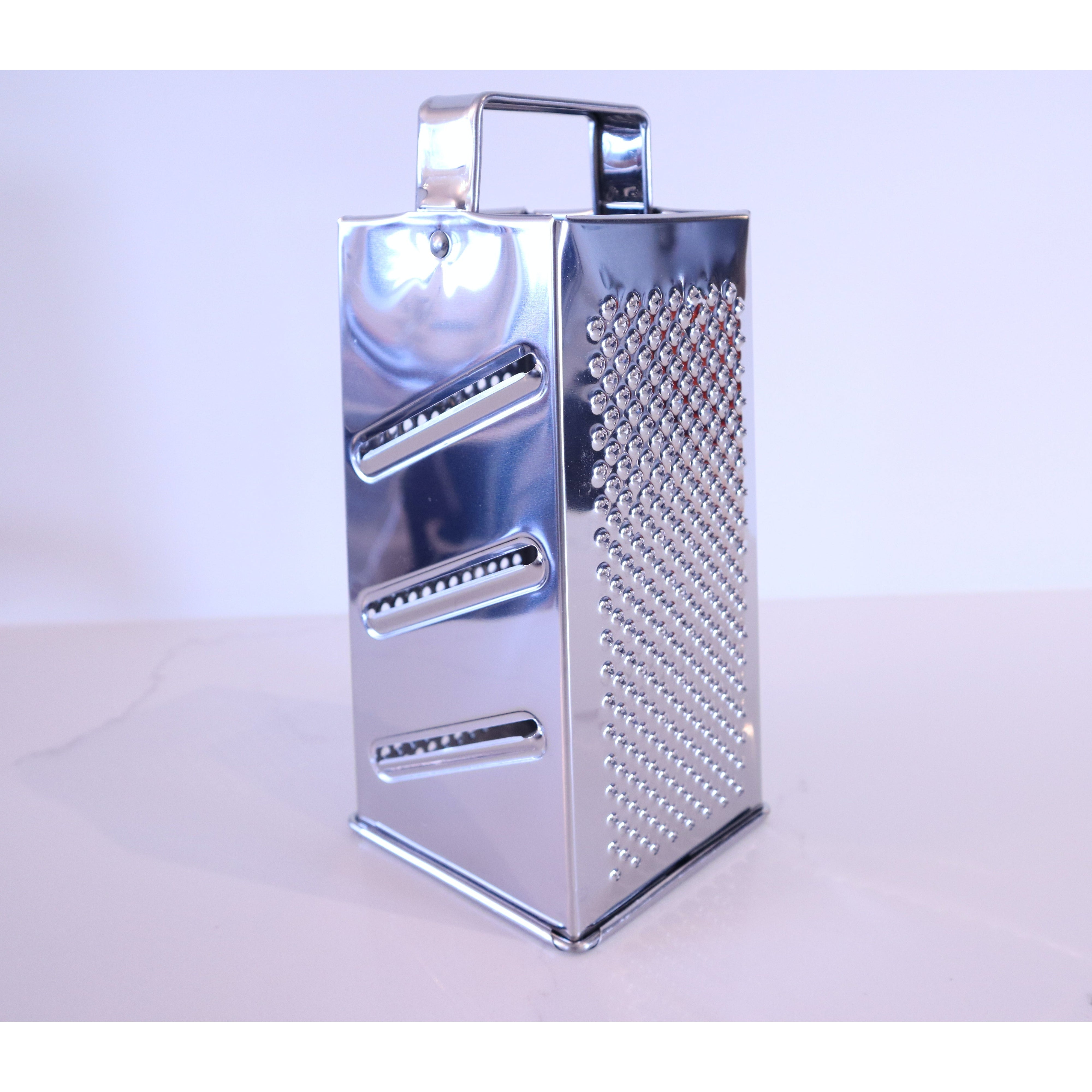 Eppicotispai Stainless Steel Box Cheese Grater 24 cm - Made in Italy Side View Wide Cut 