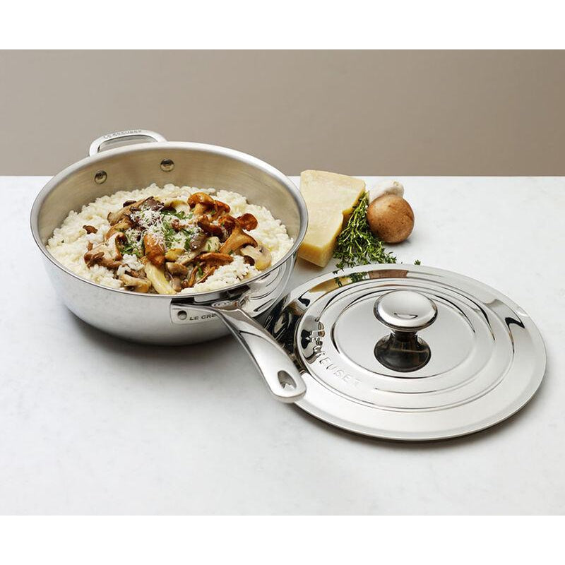 Le Creuset 1.9L/2 qt. Stainless Steel Chef's Pan Saucier (20cm) -SSP6100-20 Mushroom Risotto