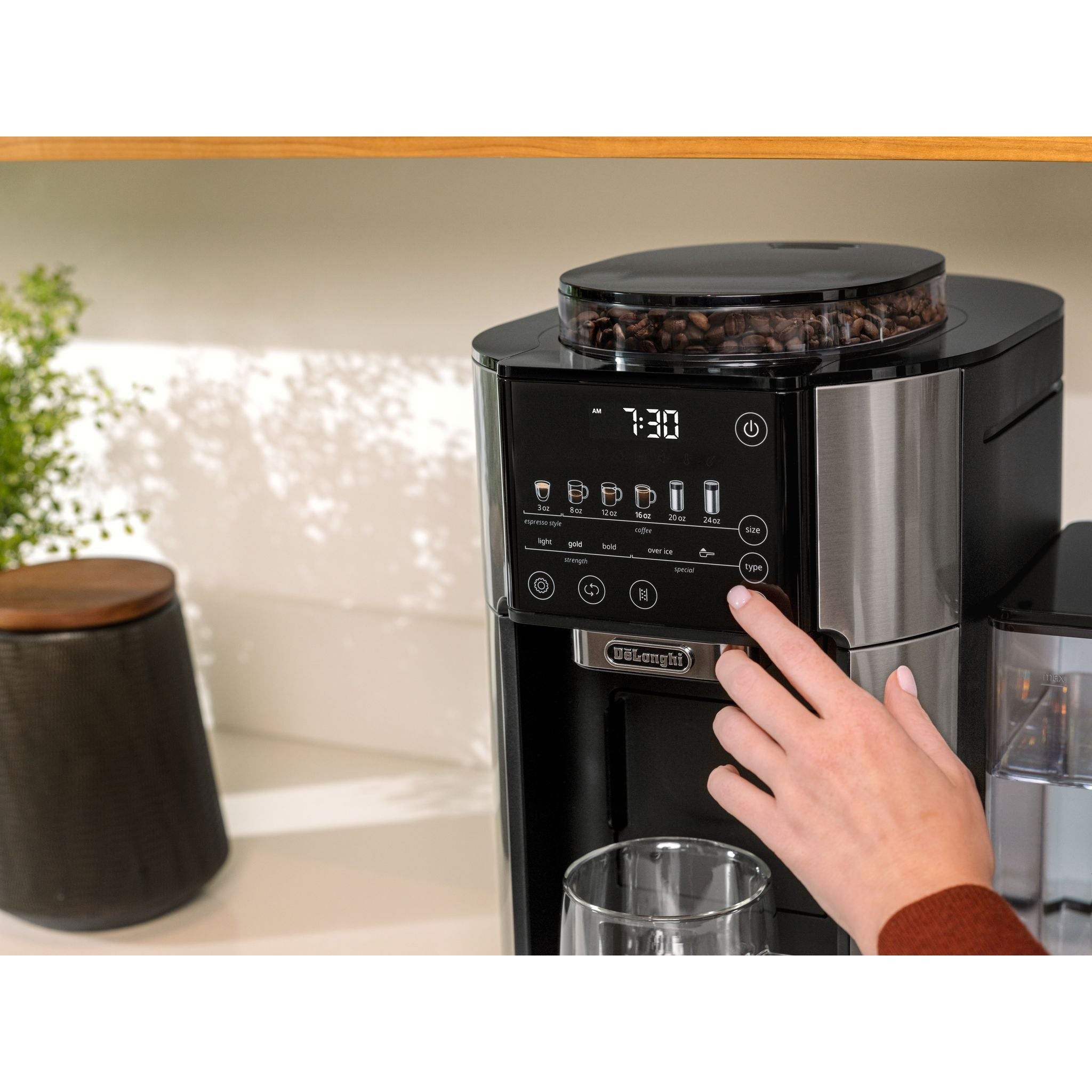 DeLonghi TrueBrew Automatic Coffee Machine – Stainless CAM51025MB Control Panel 