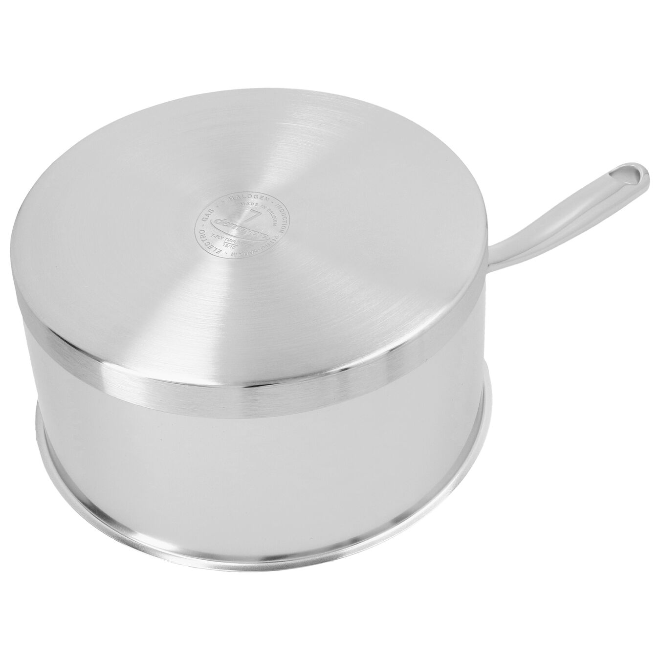 Demeyere Atlantis 7 Collection 3L 18/10 Stainless Steel Round Sauce Pan with Lid base