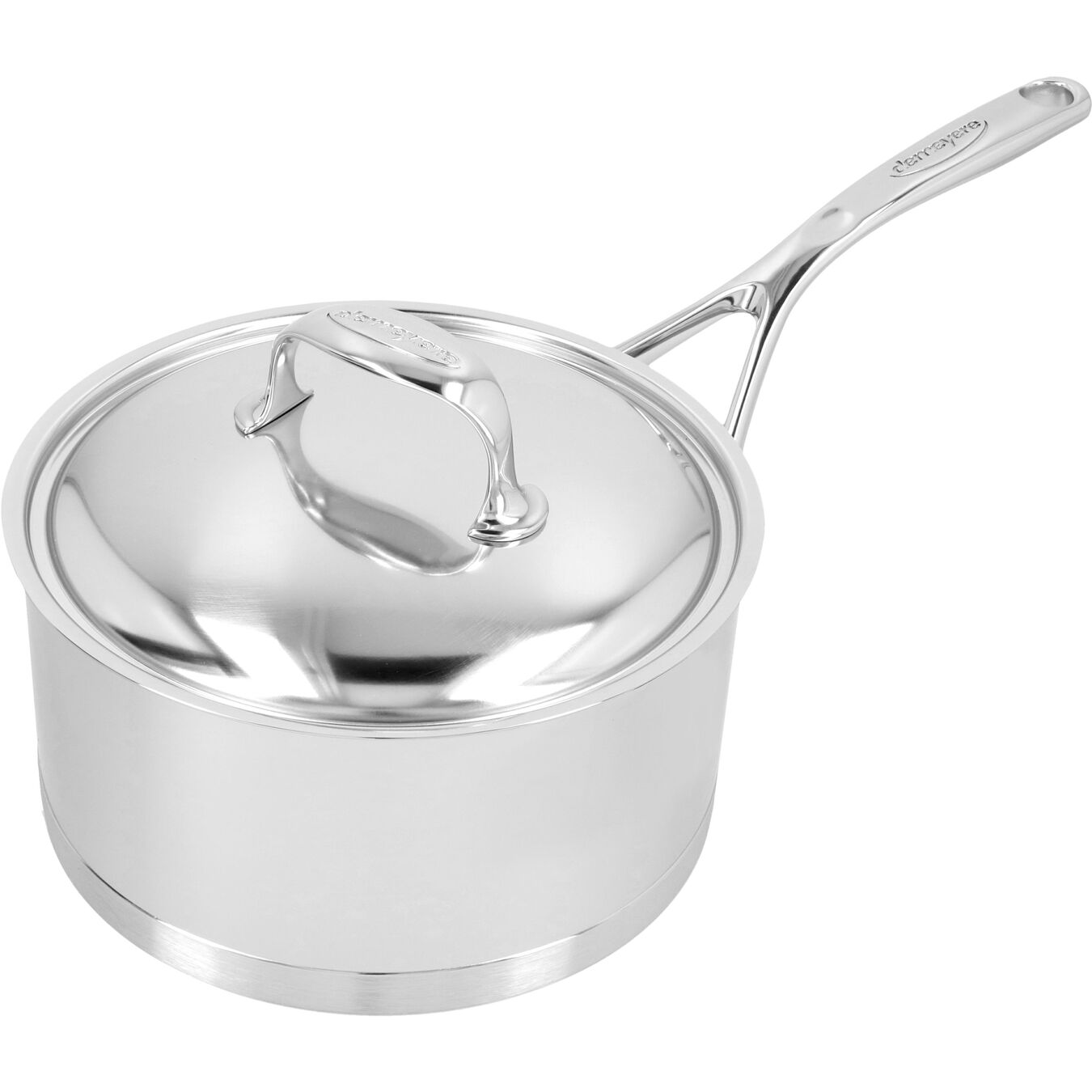 Demeyere Atlantis 7 Collection 3L 18/10 Stainless Steel Round Sauce Pan with Lid on 