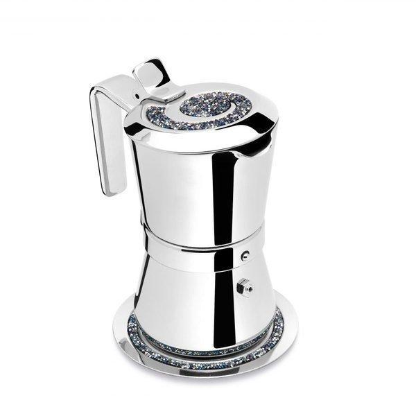 Giannina 3cup Stainless Steel Stove Top Swarovski Edition Espresso